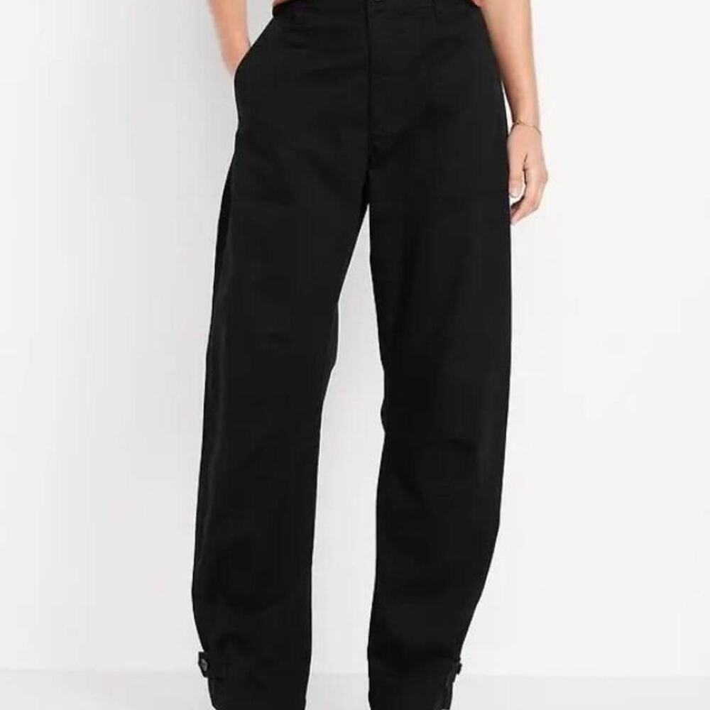 Old Navy Black Barrel Leg Cotton Twill Pants
